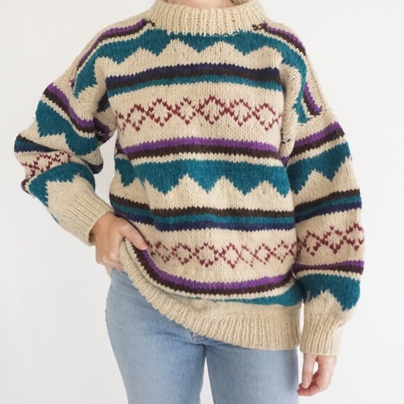 Cozy Multicolor Knit Sweater - Picture 1 of 13